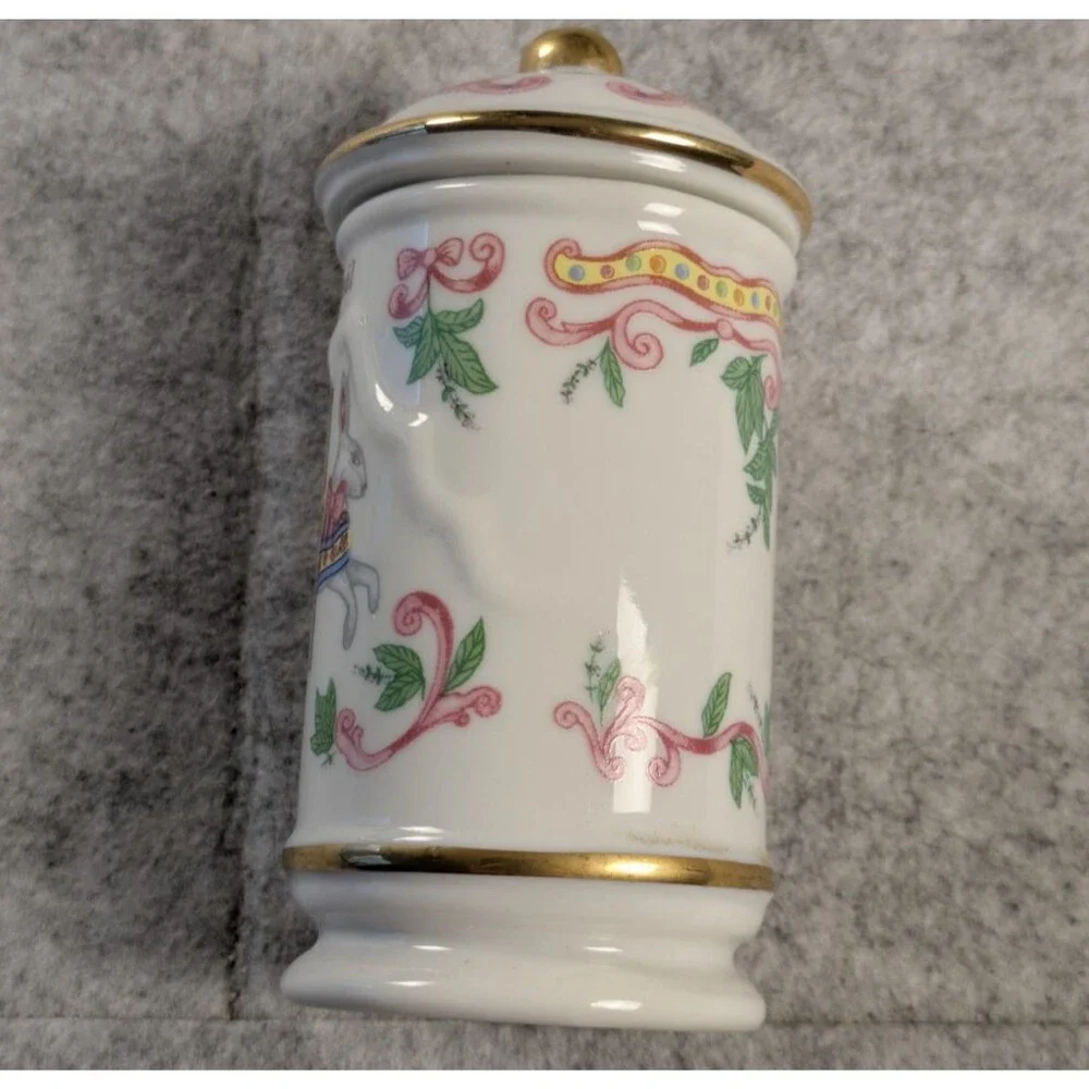 The Spice Carousel By Lenox Vintage 1993 Fine Porcelain Basil w/ 24k Gold Trim - Picture 4 of 7